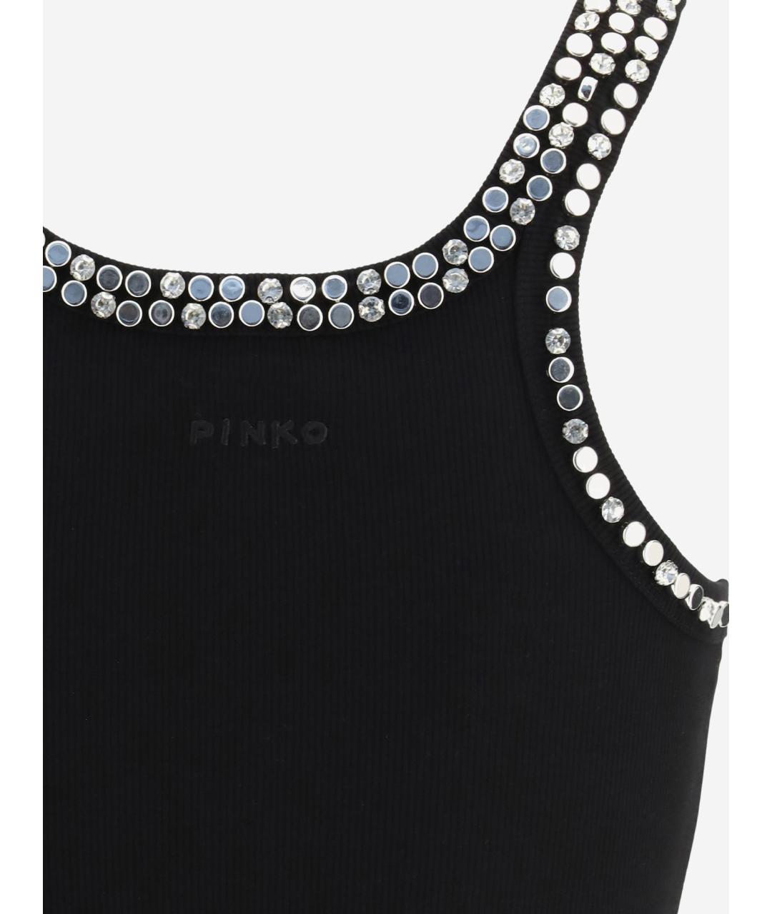 PINKO Черная хлопковая майка, фото 3