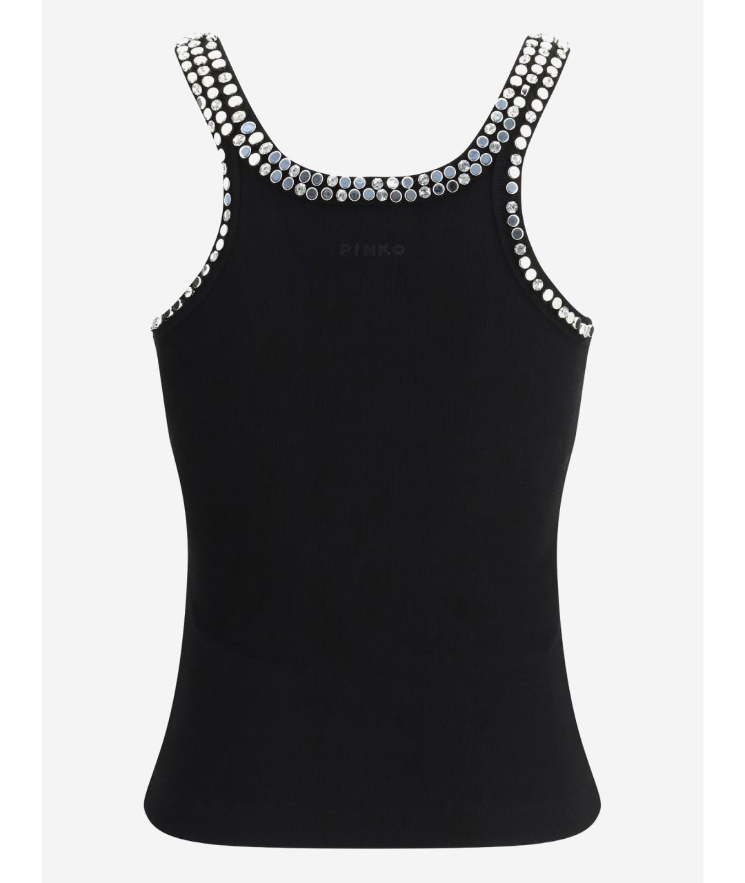 PINKO Черная хлопковая майка, фото 2