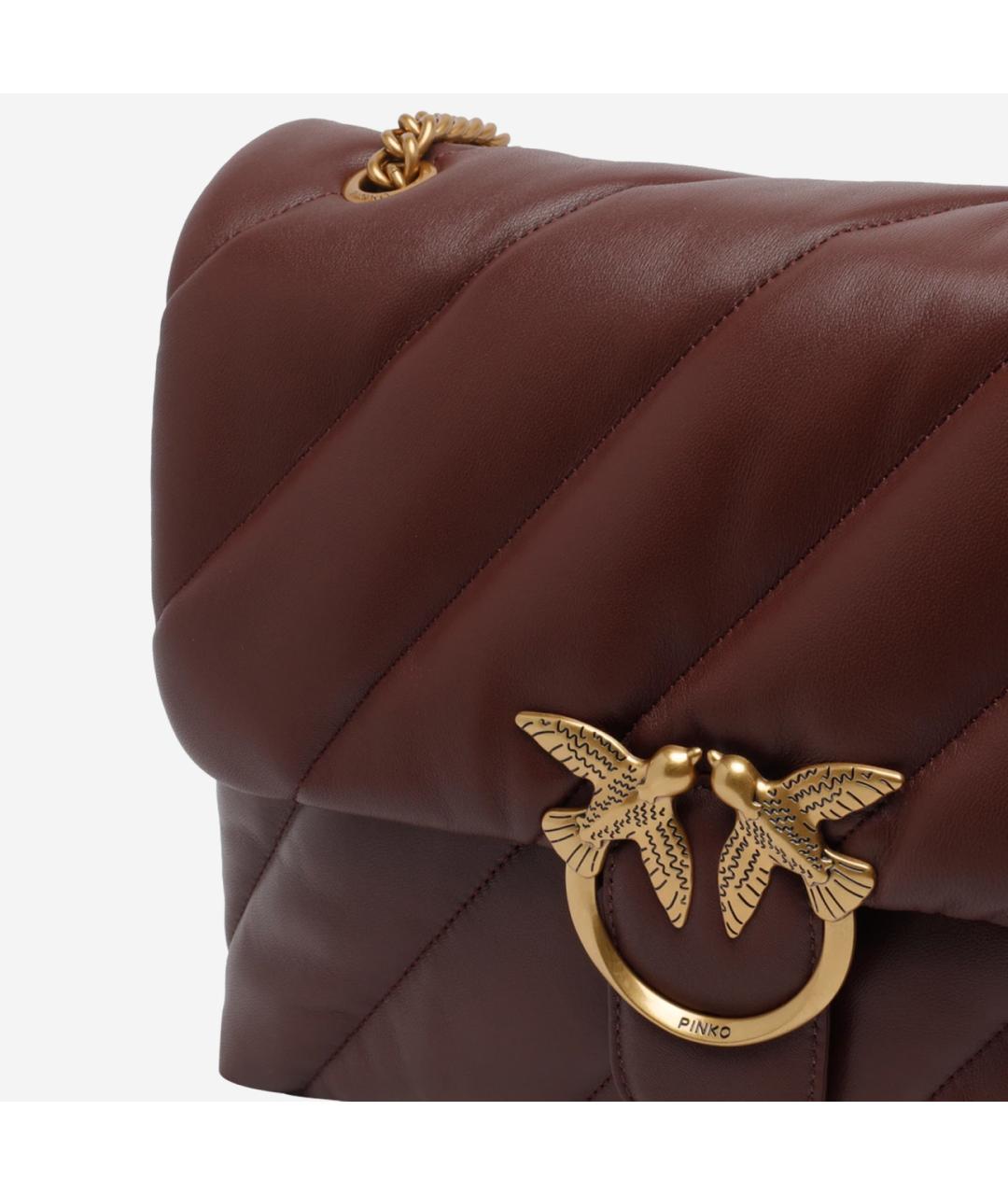 PINKO Бордовая кожаная сумка через плечо, фото 4