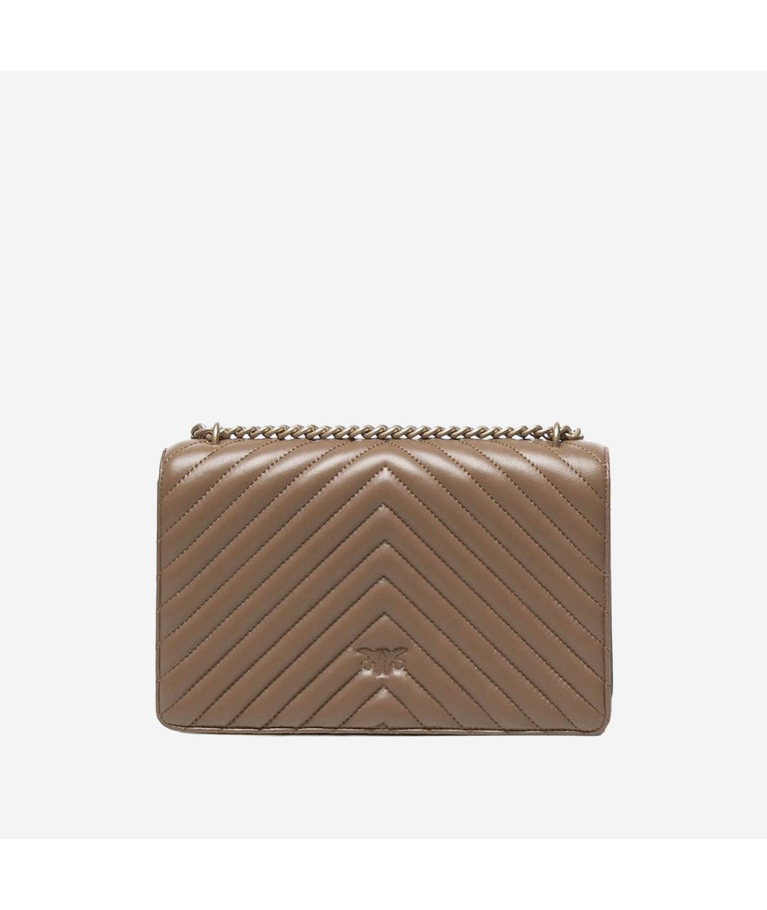 PINKO Коричневая кожаная сумка через плечо, фото 3