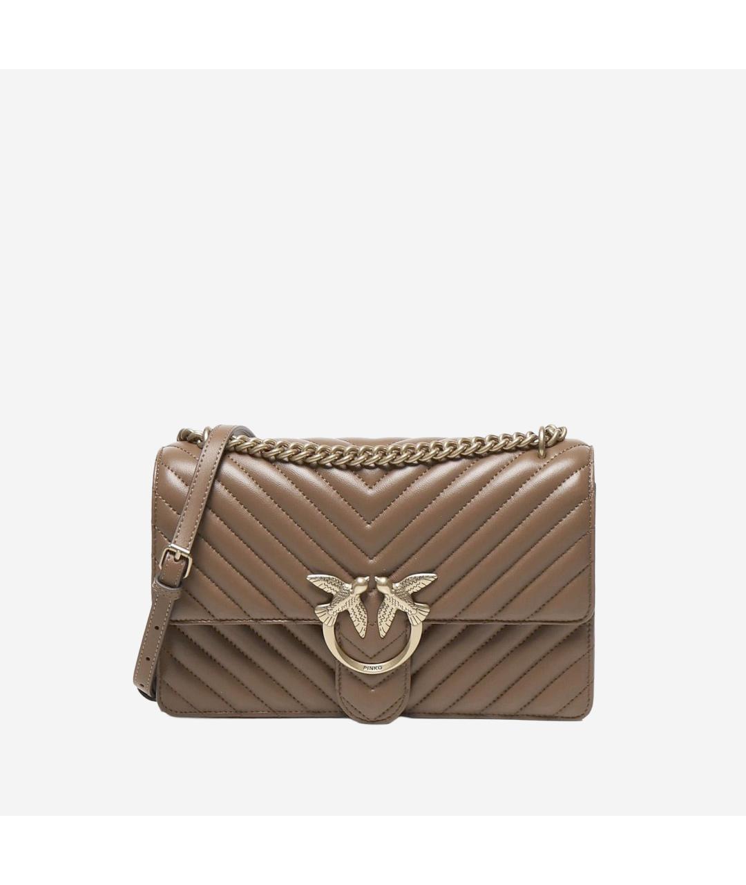 PINKO Коричневая кожаная сумка через плечо, фото 5