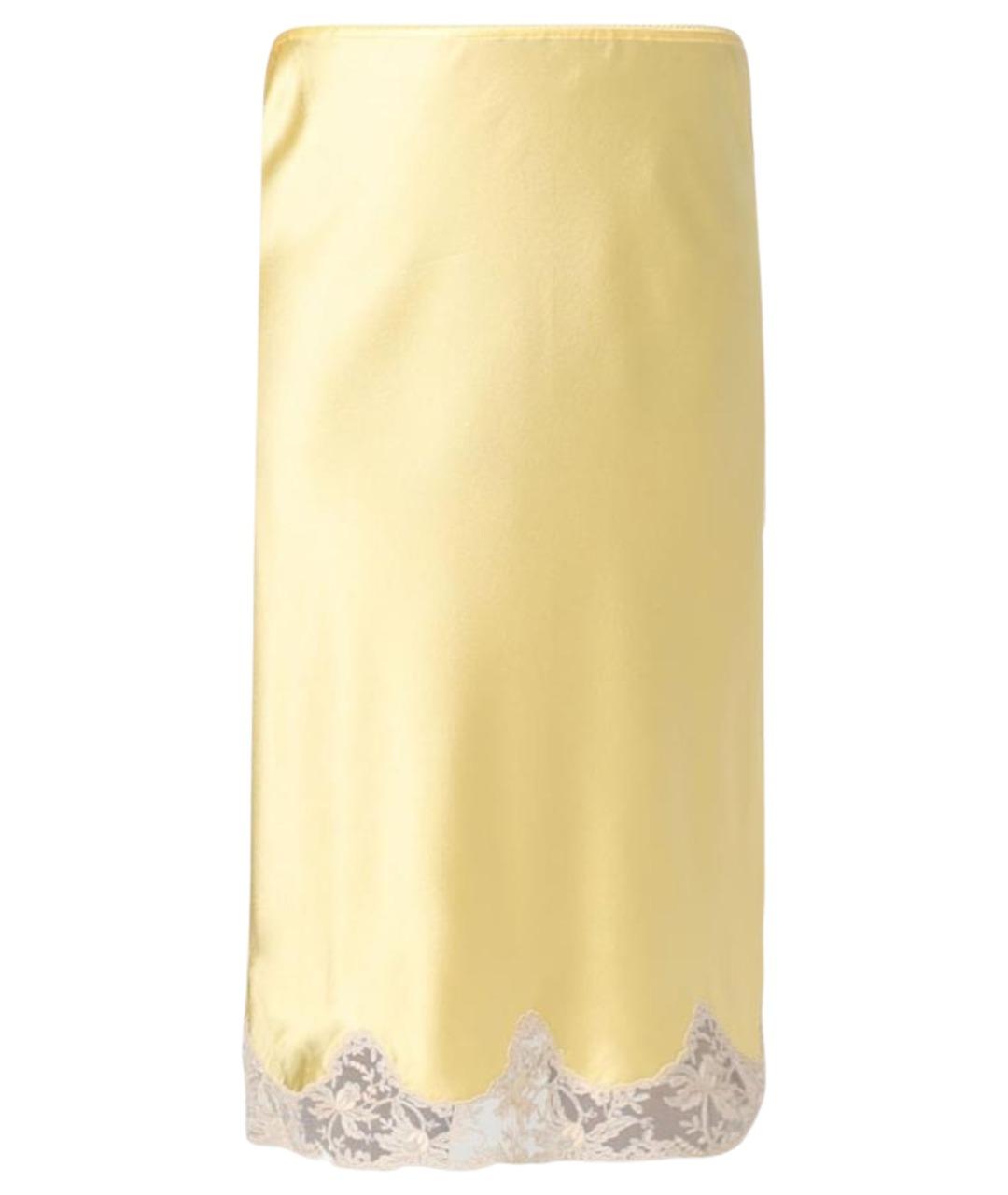 SAINT LAURENT Желтая шелковая юбка миди, фото 1