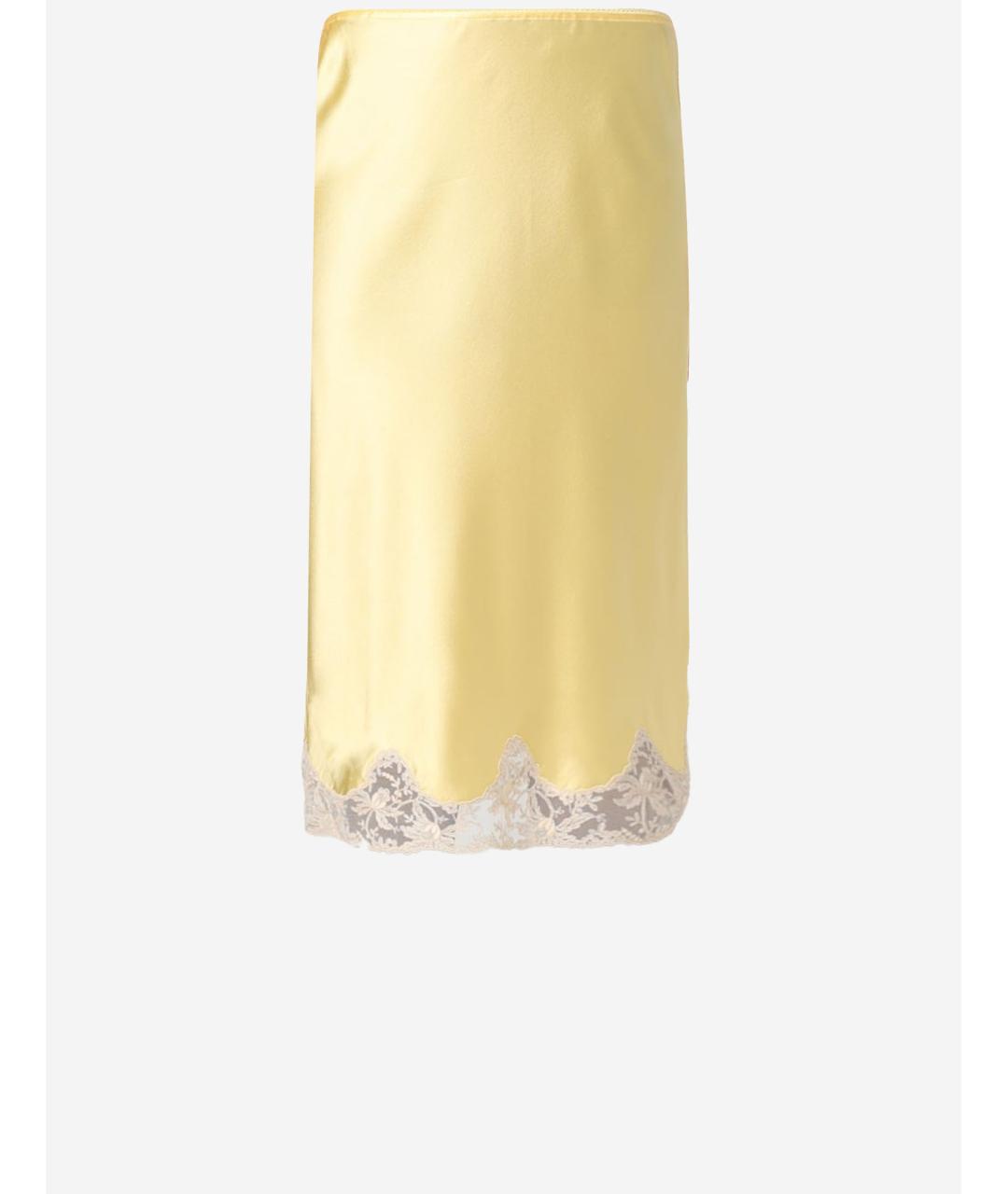 SAINT LAURENT Желтая шелковая юбка миди, фото 4