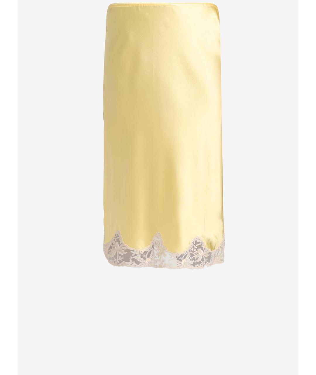 SAINT LAURENT Желтая шелковая юбка миди, фото 2