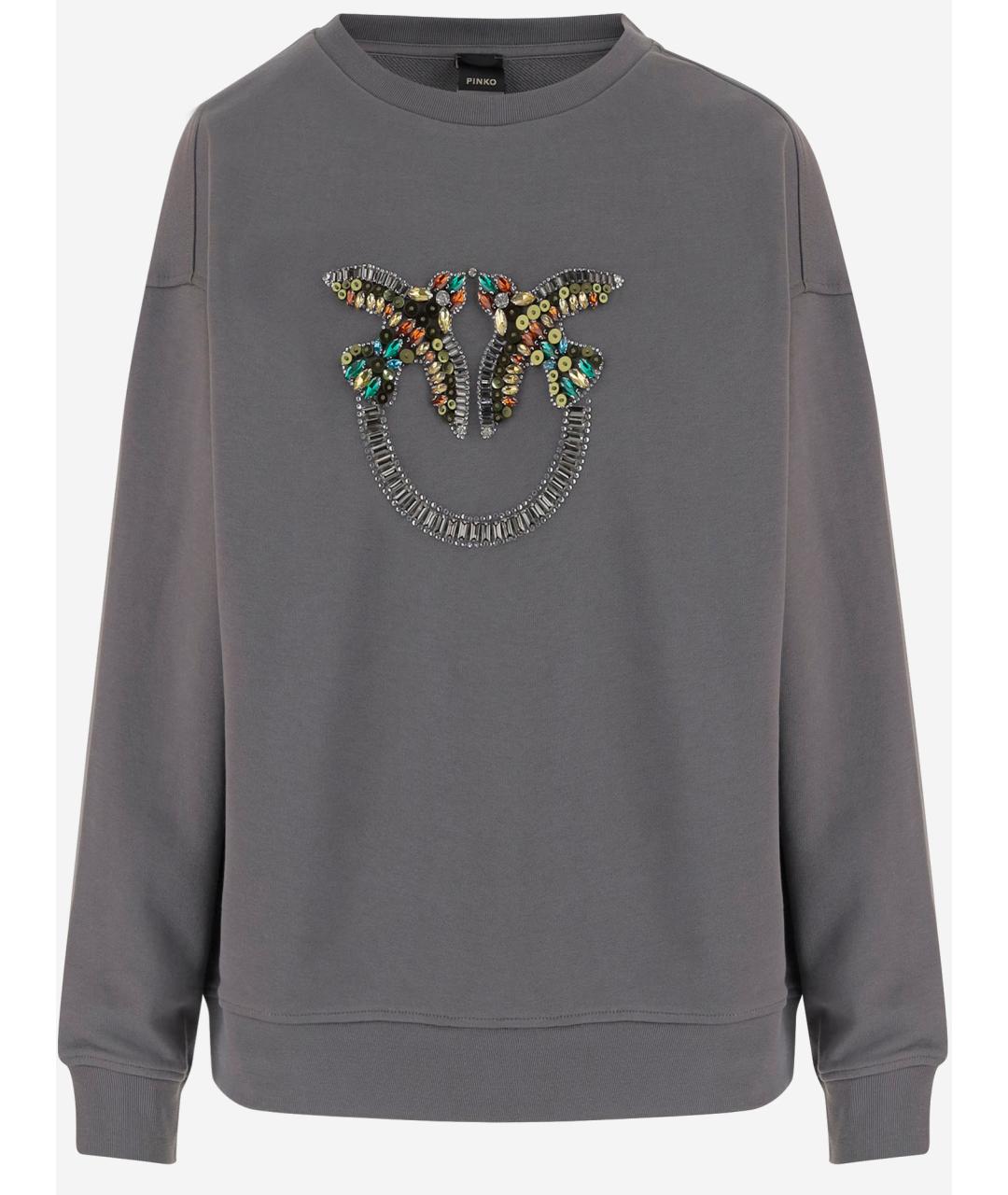 PINKO Серый хлопковый джемпер / свитер, фото 4