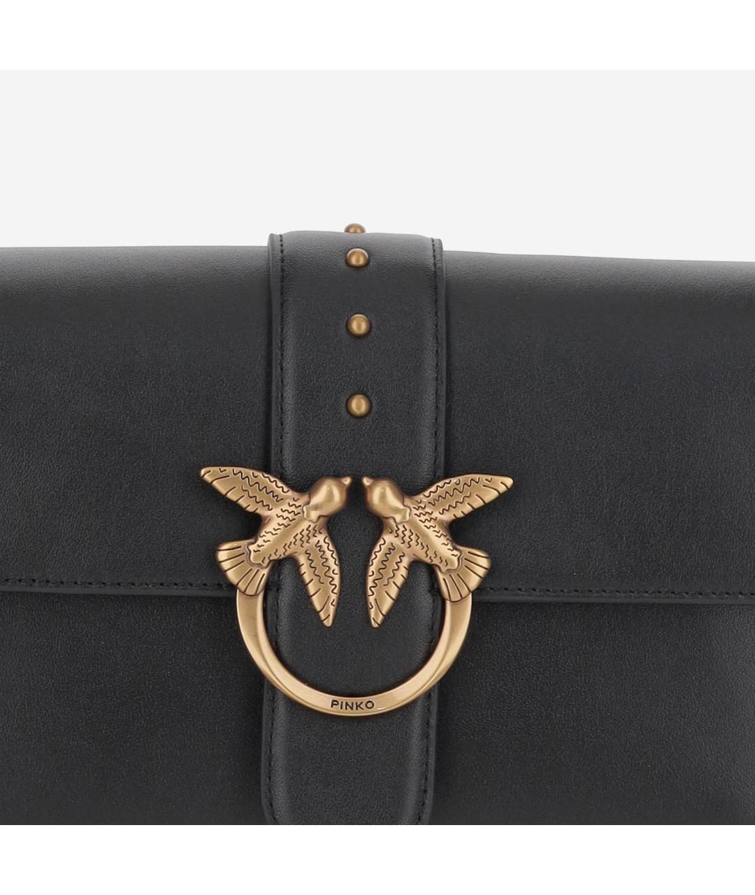PINKO Черная кожаная сумка через плечо, фото 4