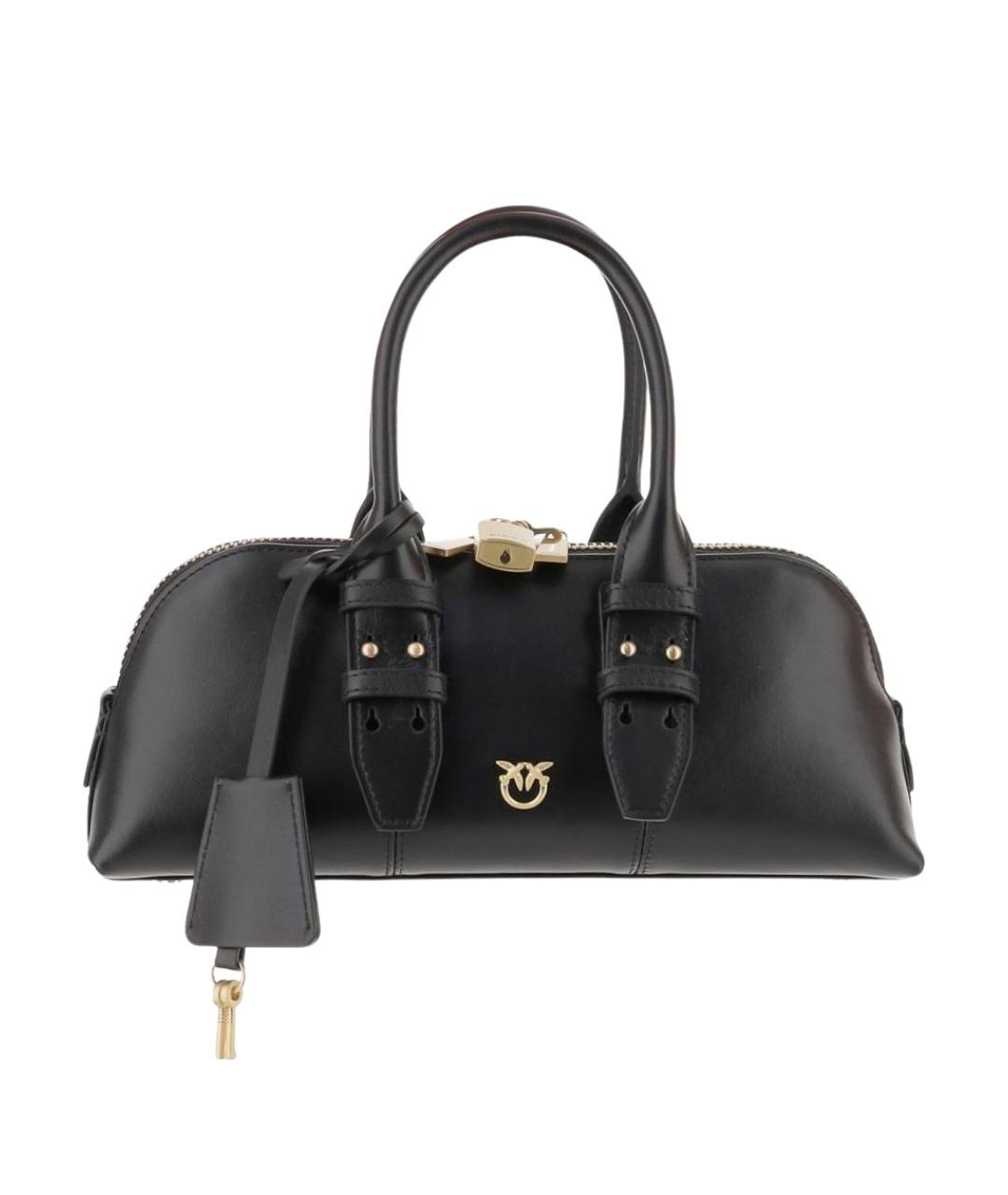 PINKO Черная кожаная сумка с короткими ручками, фото 1