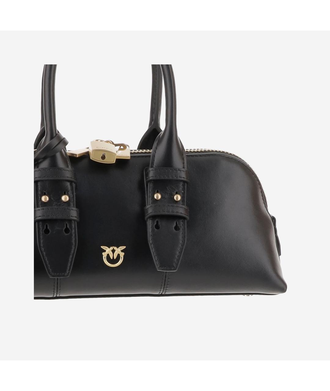 PINKO Черная кожаная сумка с короткими ручками, фото 4
