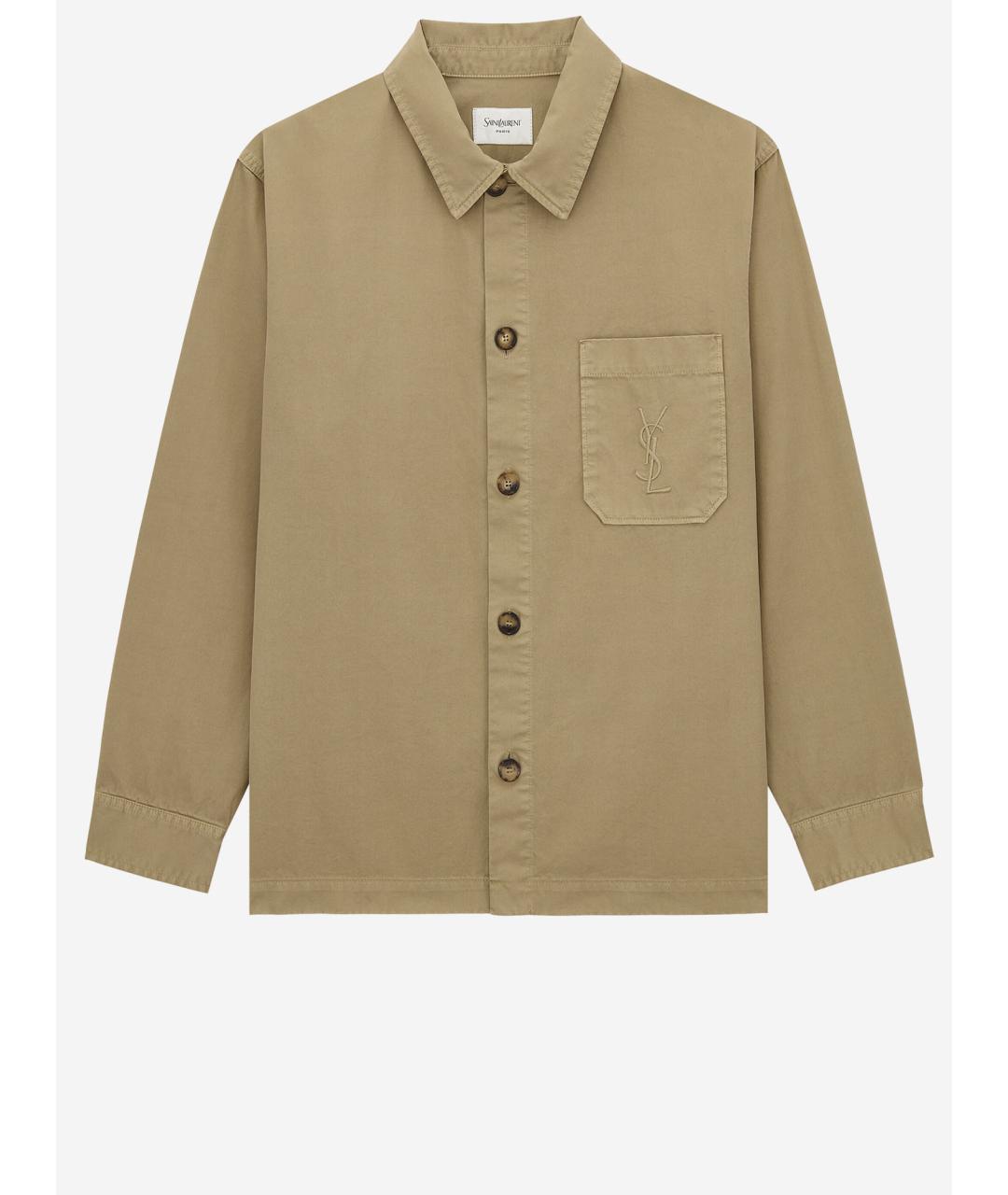 SAINT LAURENT Бежевая хлопковая кэжуал рубашка, фото 4