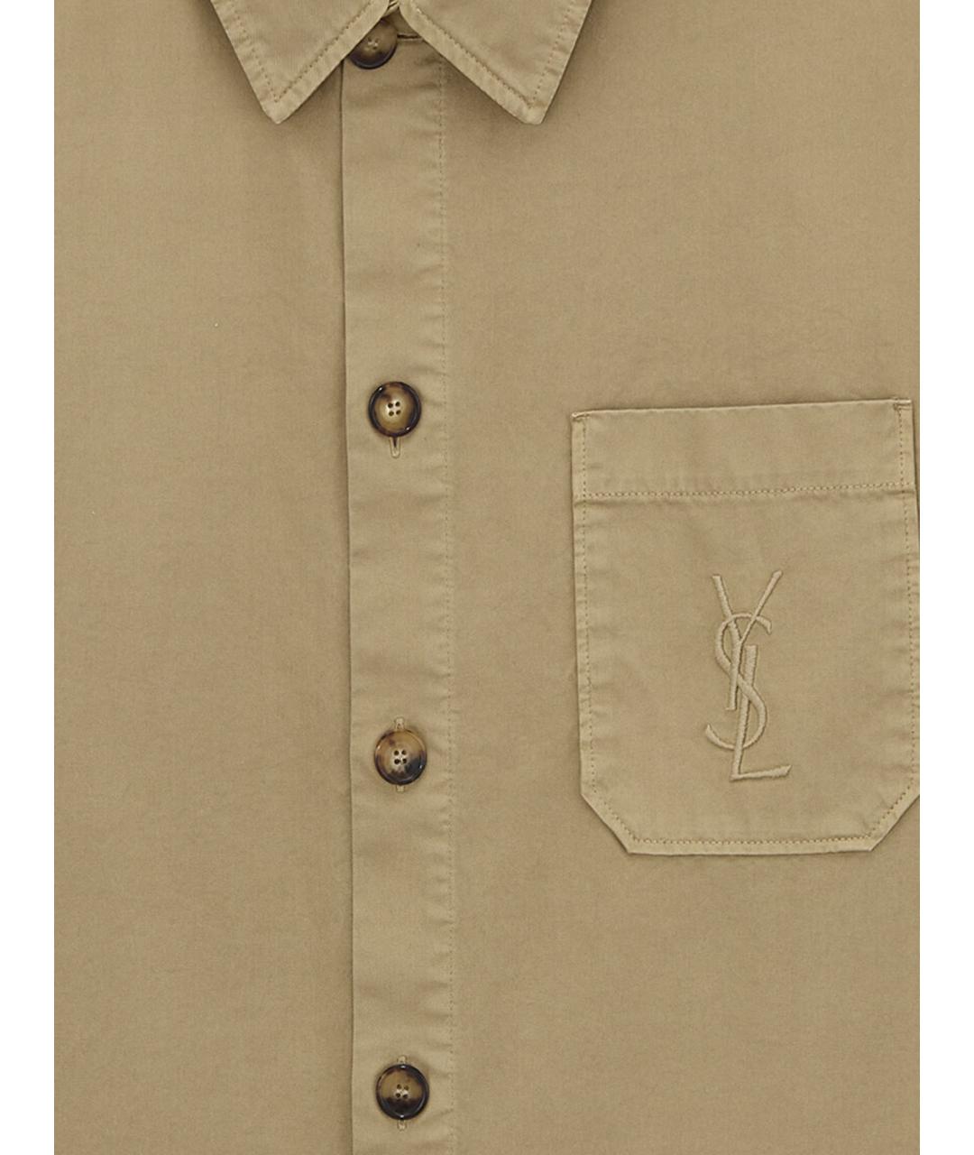 SAINT LAURENT Бежевая хлопковая кэжуал рубашка, фото 3