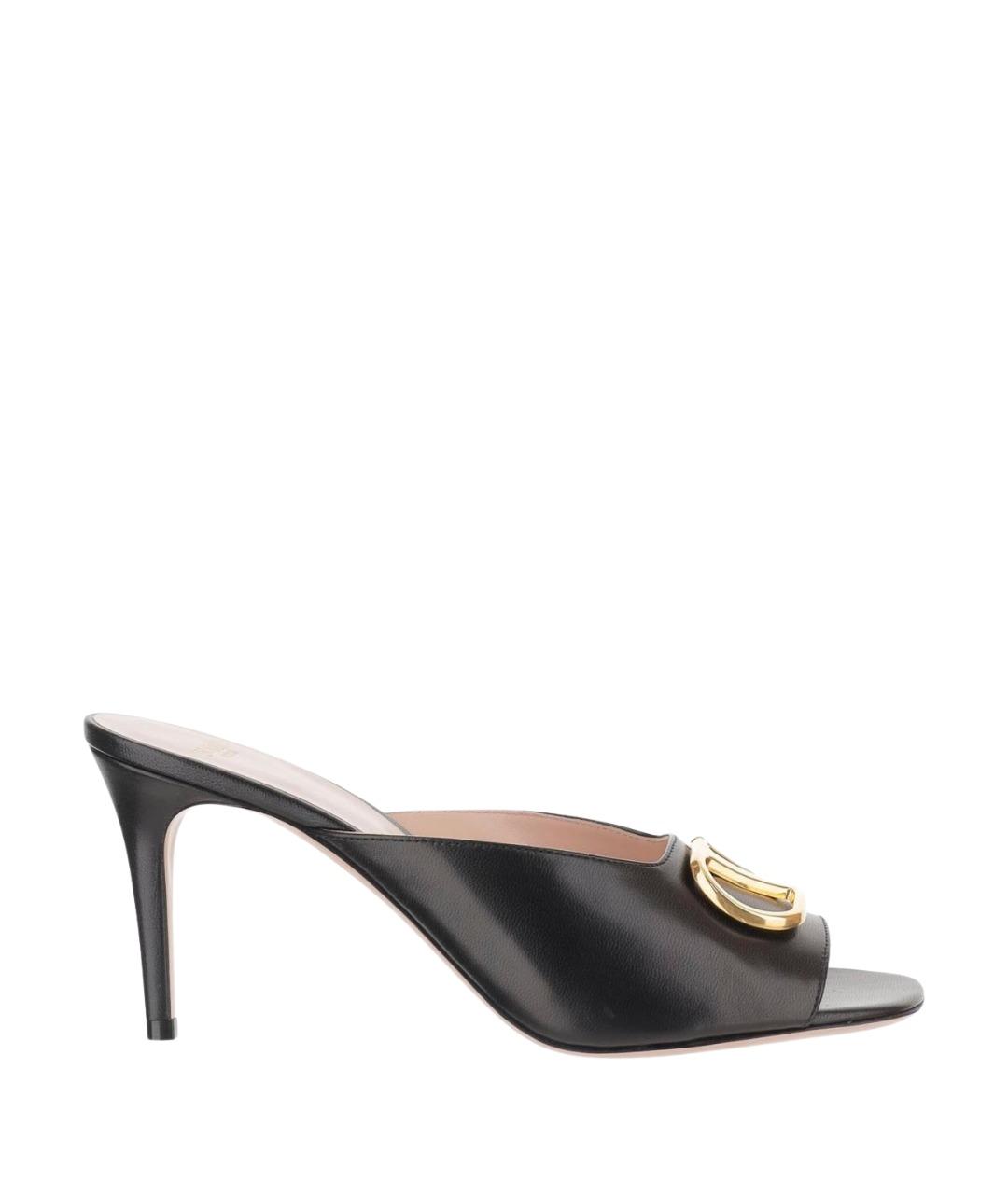 VALENTINO Черные кожаные босоножки, фото 1