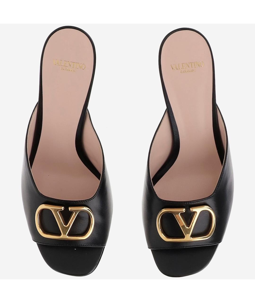 VALENTINO Черные кожаные босоножки, фото 2