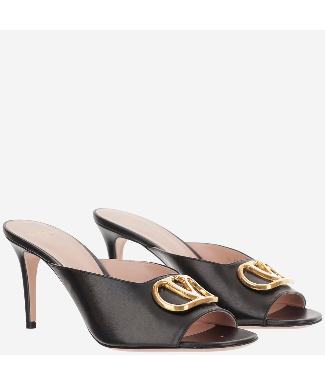 VALENTINO Черные кожаные босоножки, фото 3