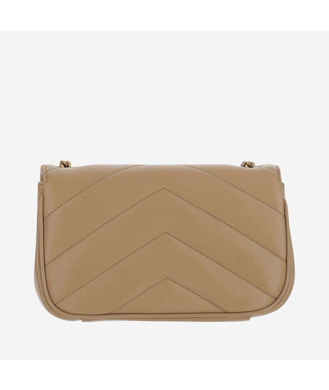 SAINT LAURENT Бежевая кожаная сумка через плечо, фото 3