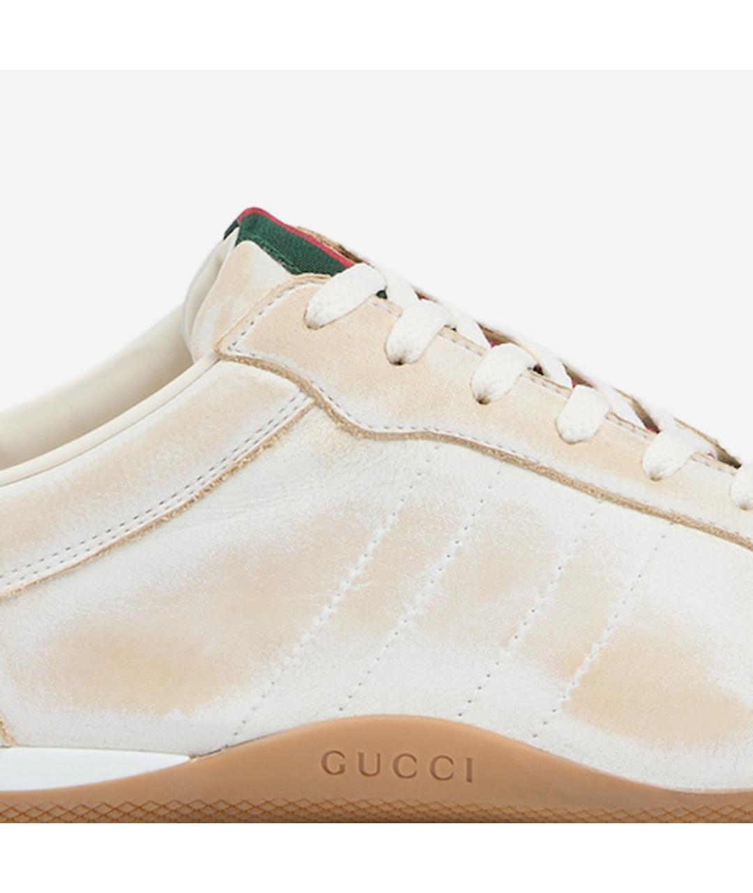 GUCCI Белые кожаные кроссовки, фото 5