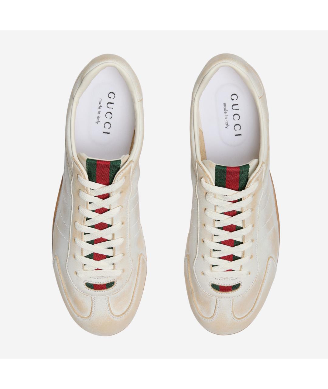 GUCCI Белые кожаные кроссовки, фото 2
