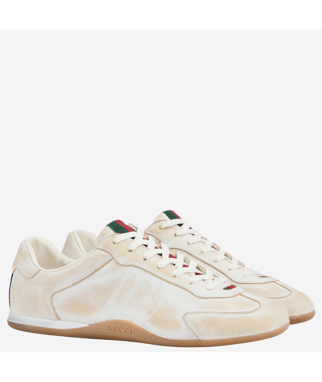 GUCCI Белые кожаные кроссовки, фото 3
