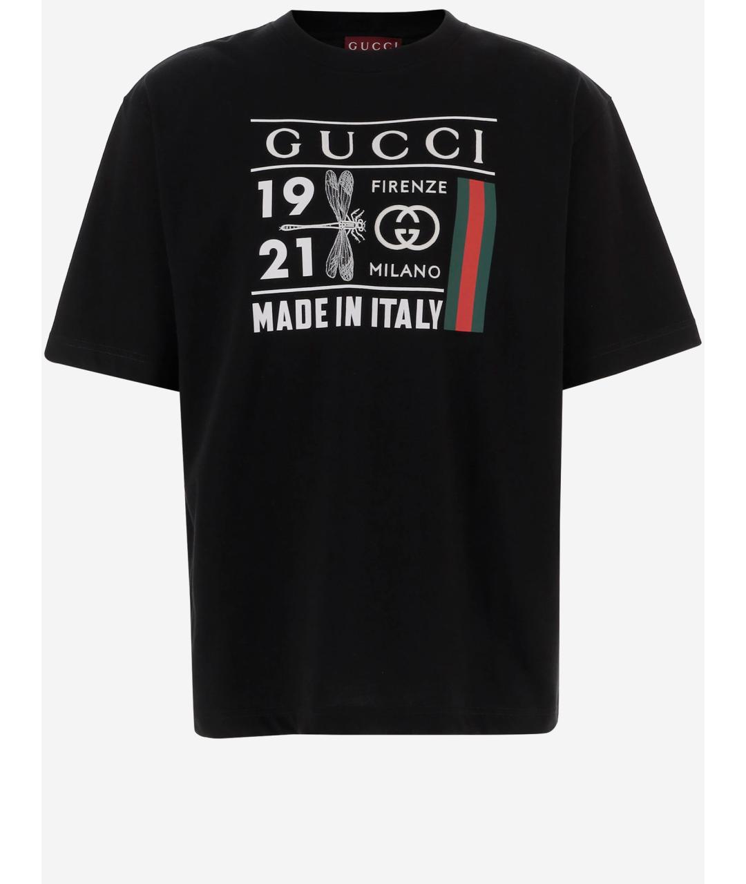 GUCCI Черная хлопковая футболка, фото 4