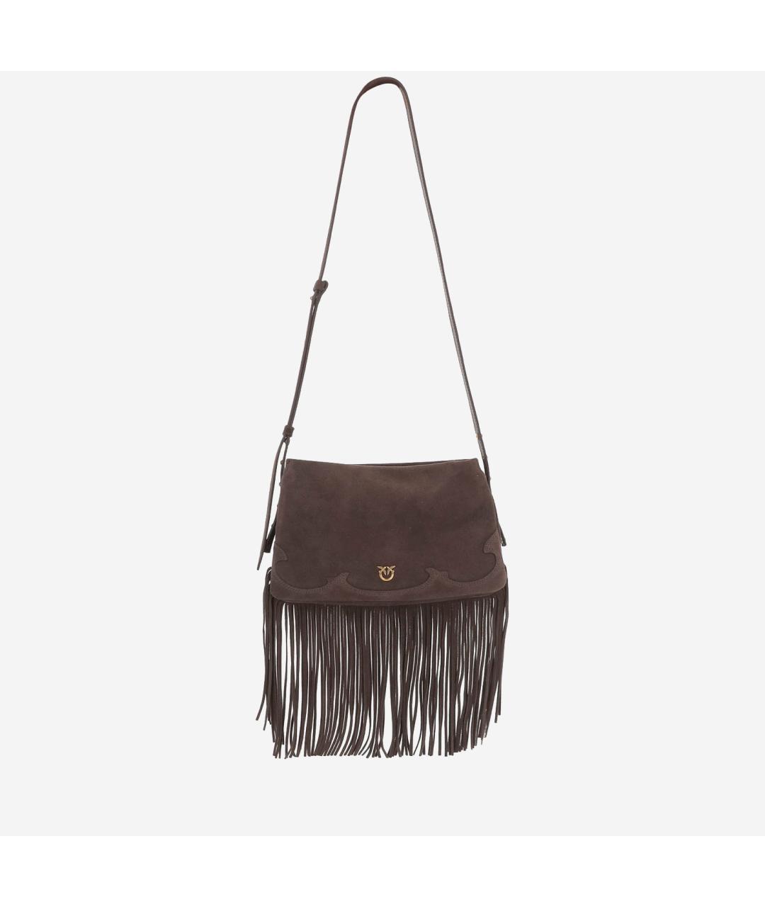 PINKO Коричневая замшевая сумка через плечо, фото 4