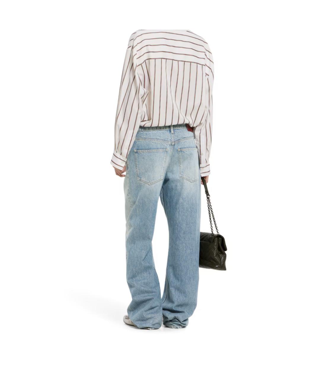 GUCCI Голубые хлопковые прямые джинсы, фото 5