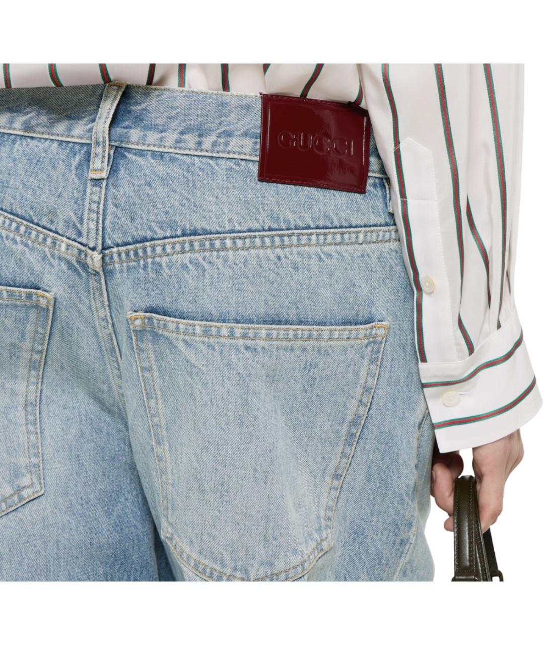 GUCCI Голубые хлопковые прямые джинсы, фото 6