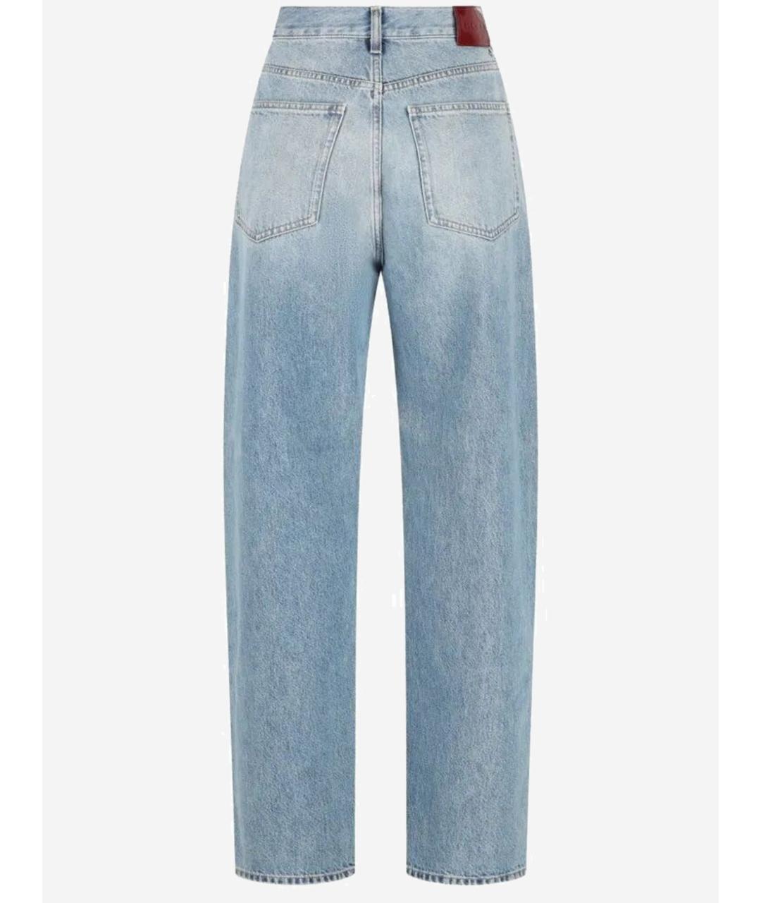 GUCCI Голубые хлопковые прямые джинсы, фото 2
