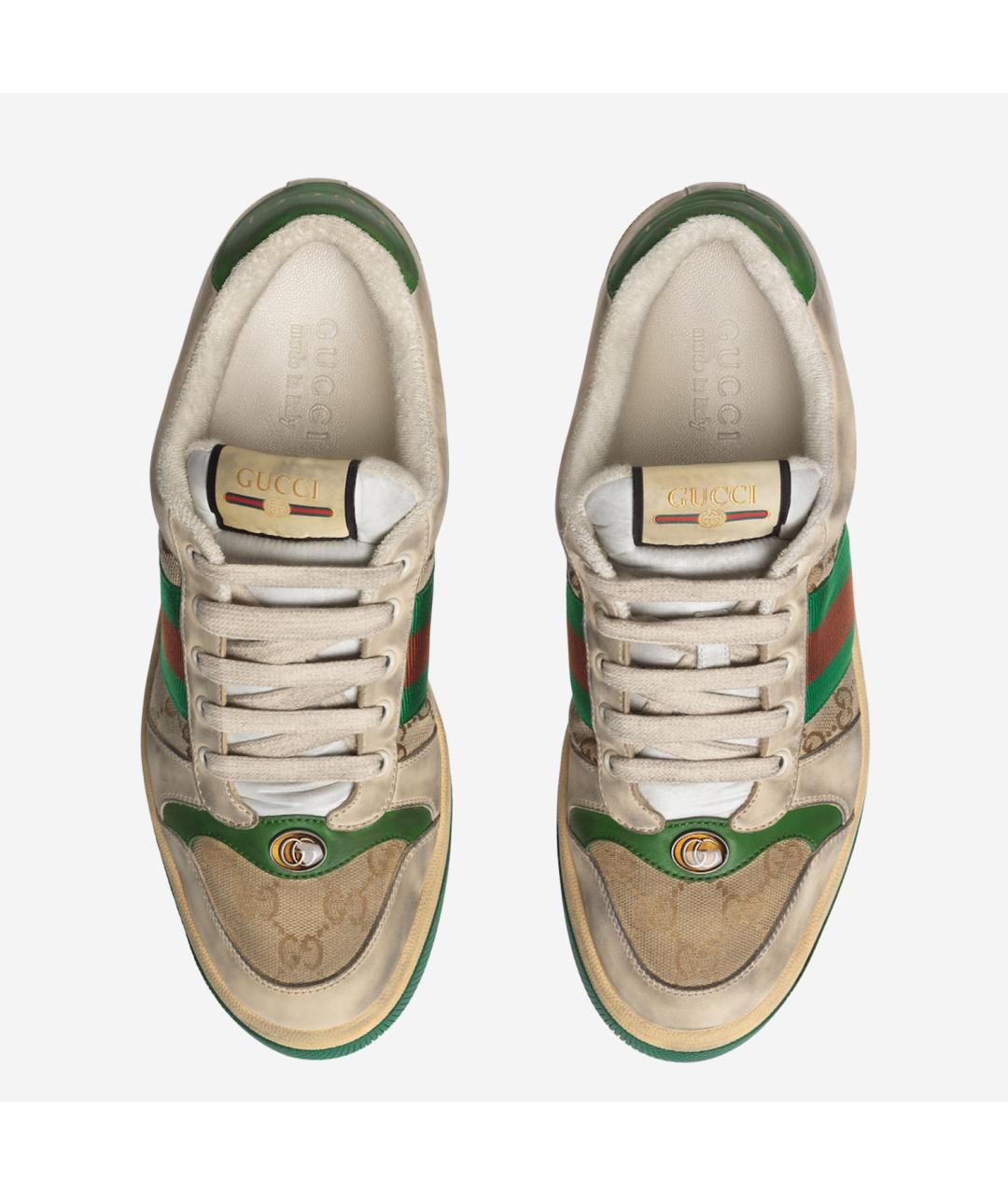 GUCCI Бежевые кожаные низкие кроссовки / кеды, фото 2