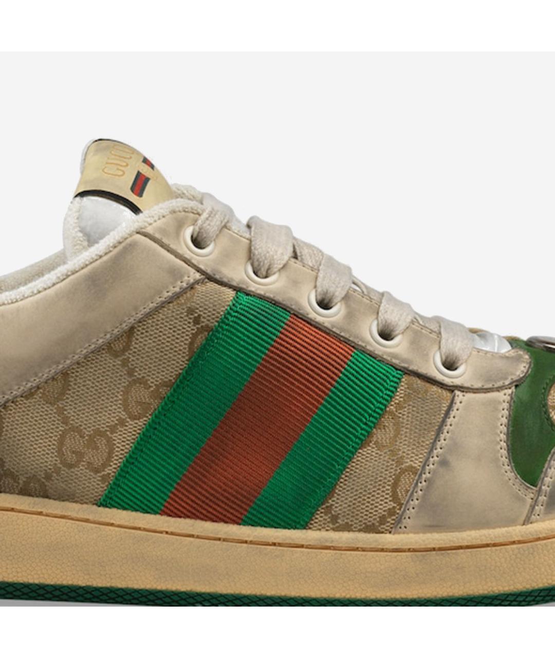 GUCCI Бежевые кожаные низкие кроссовки / кеды, фото 5