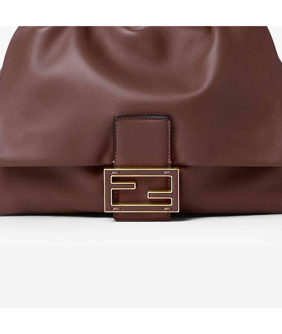 FENDI Коричневая кожаная сумка через плечо, фото 4