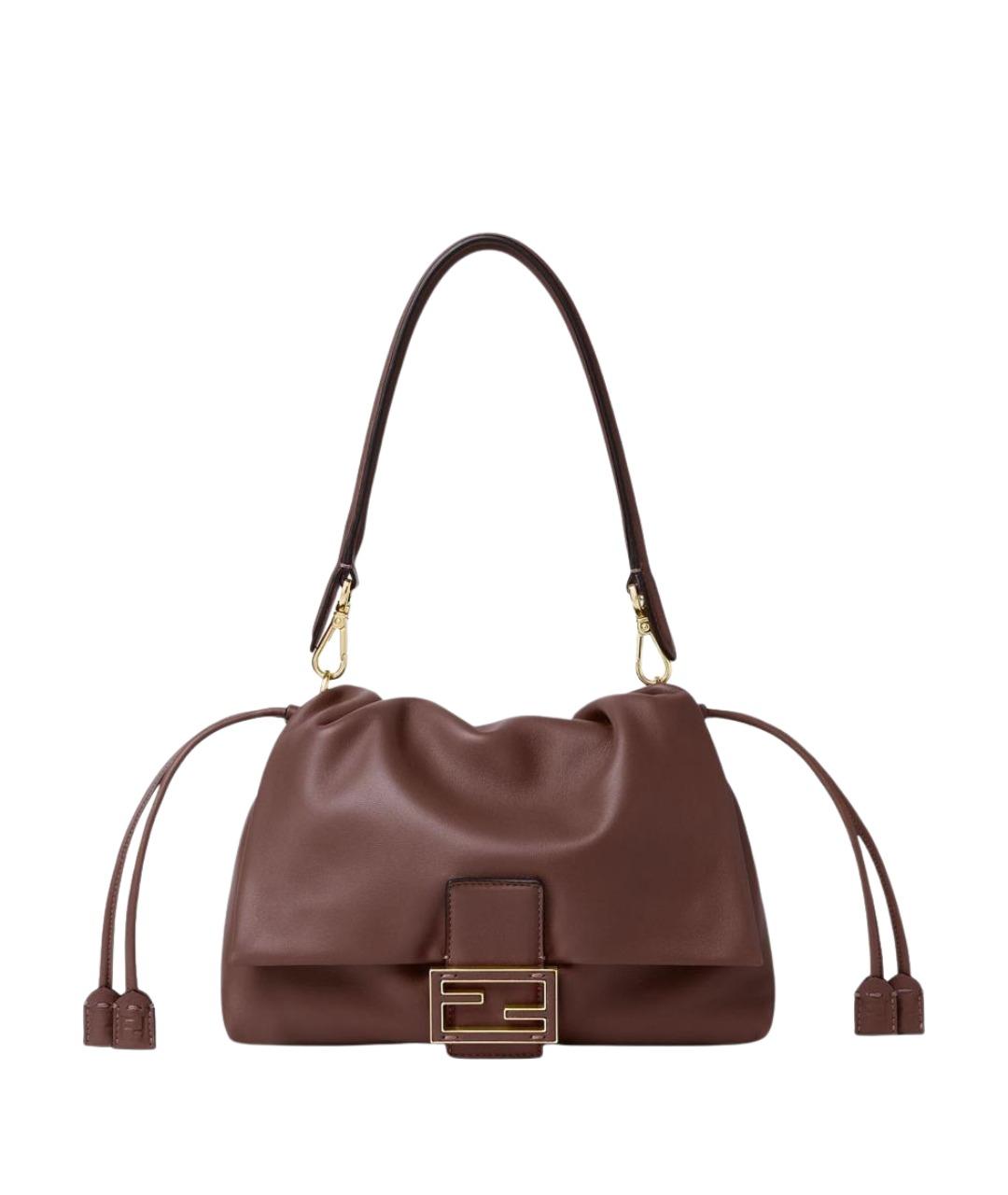 FENDI Коричневая кожаная сумка через плечо, фото 1