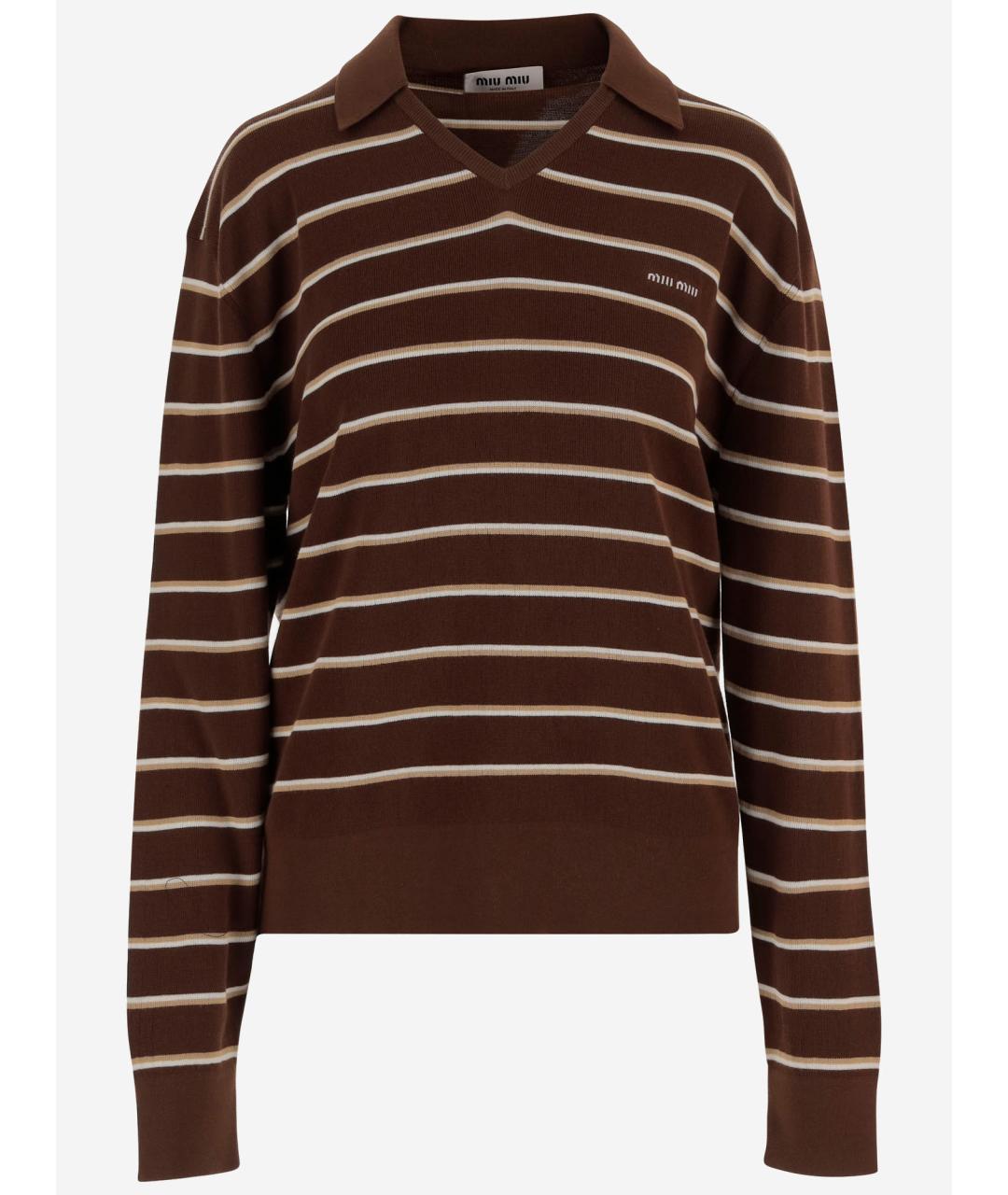 MIU MIU Коричневый хлопковый джемпер / свитер, фото 4