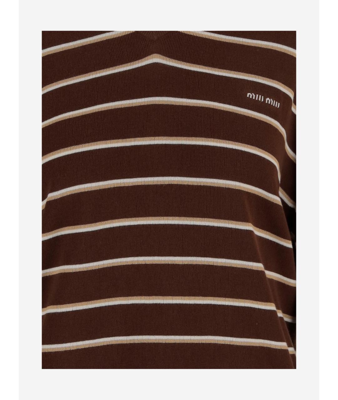 MIU MIU Коричневый хлопковый джемпер / свитер, фото 3