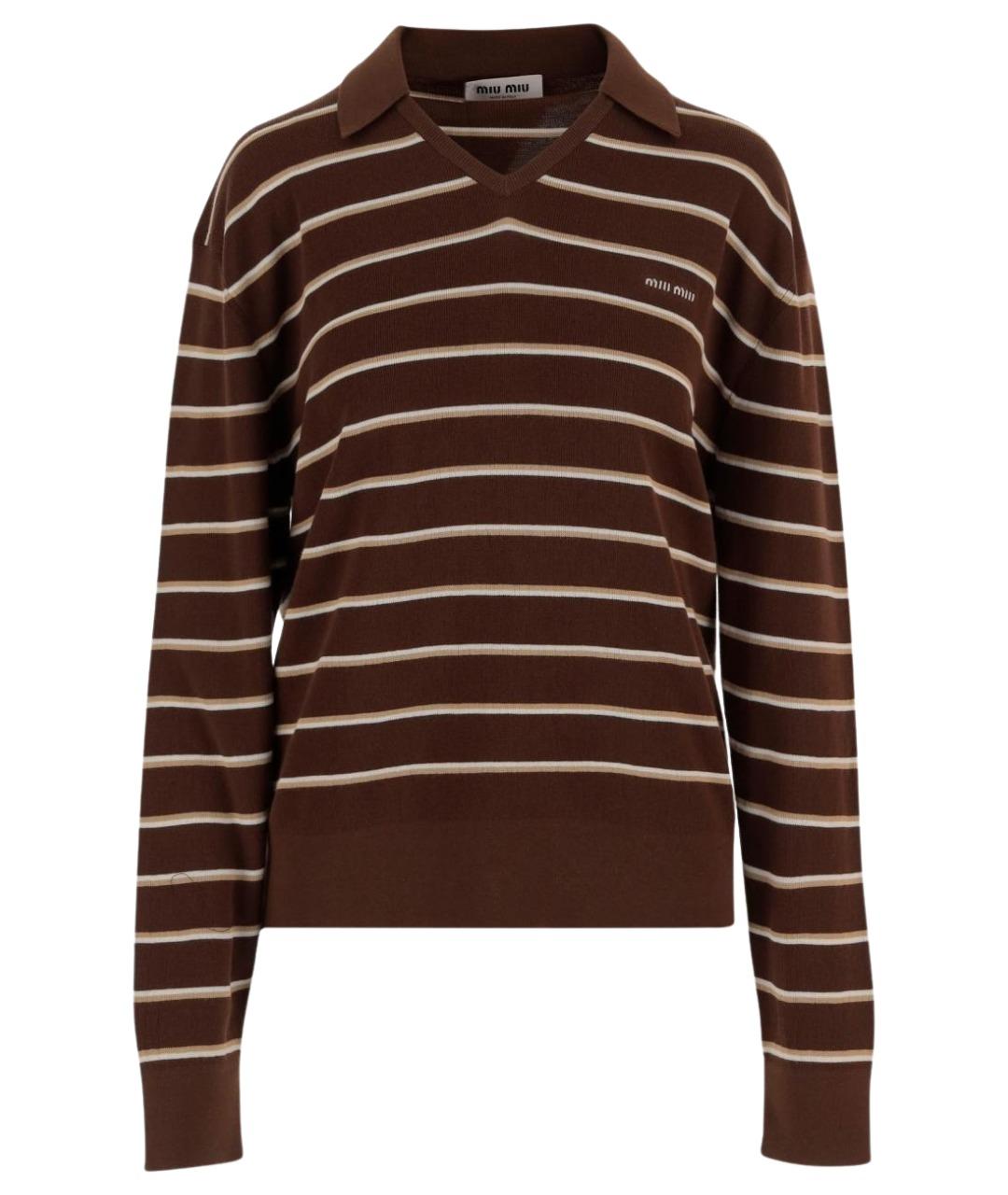 MIU MIU Коричневый хлопковый джемпер / свитер, фото 1