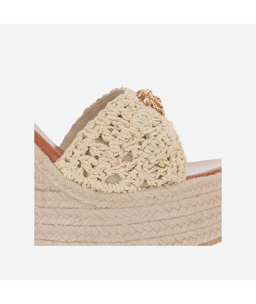 VERSACE Бежевые кожаные босоножки, фото 4