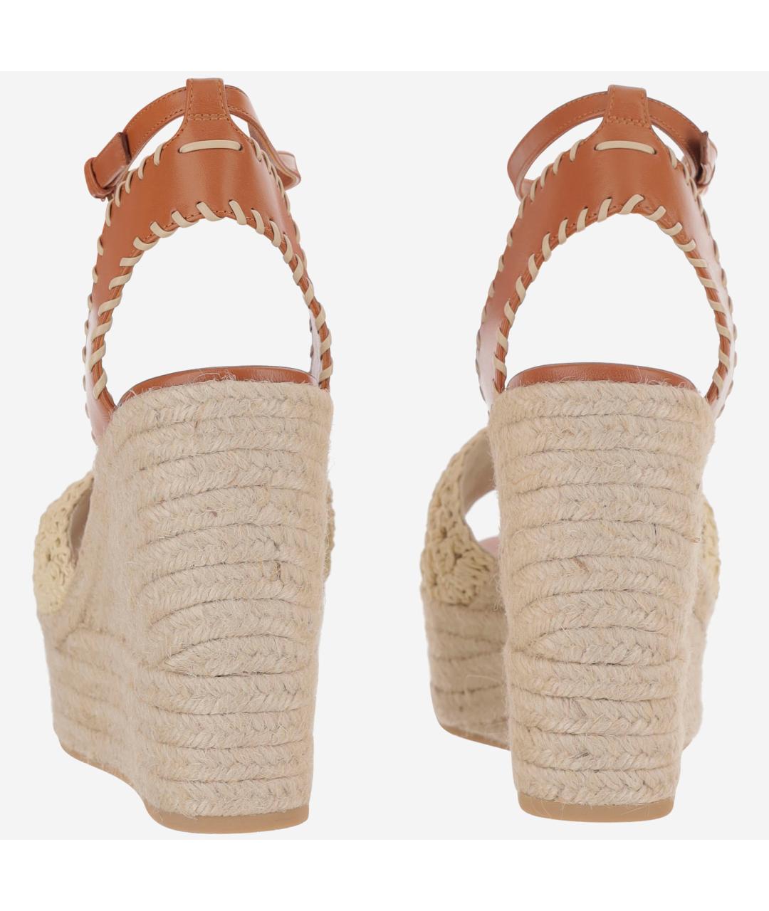 VERSACE Бежевые кожаные босоножки, фото 3