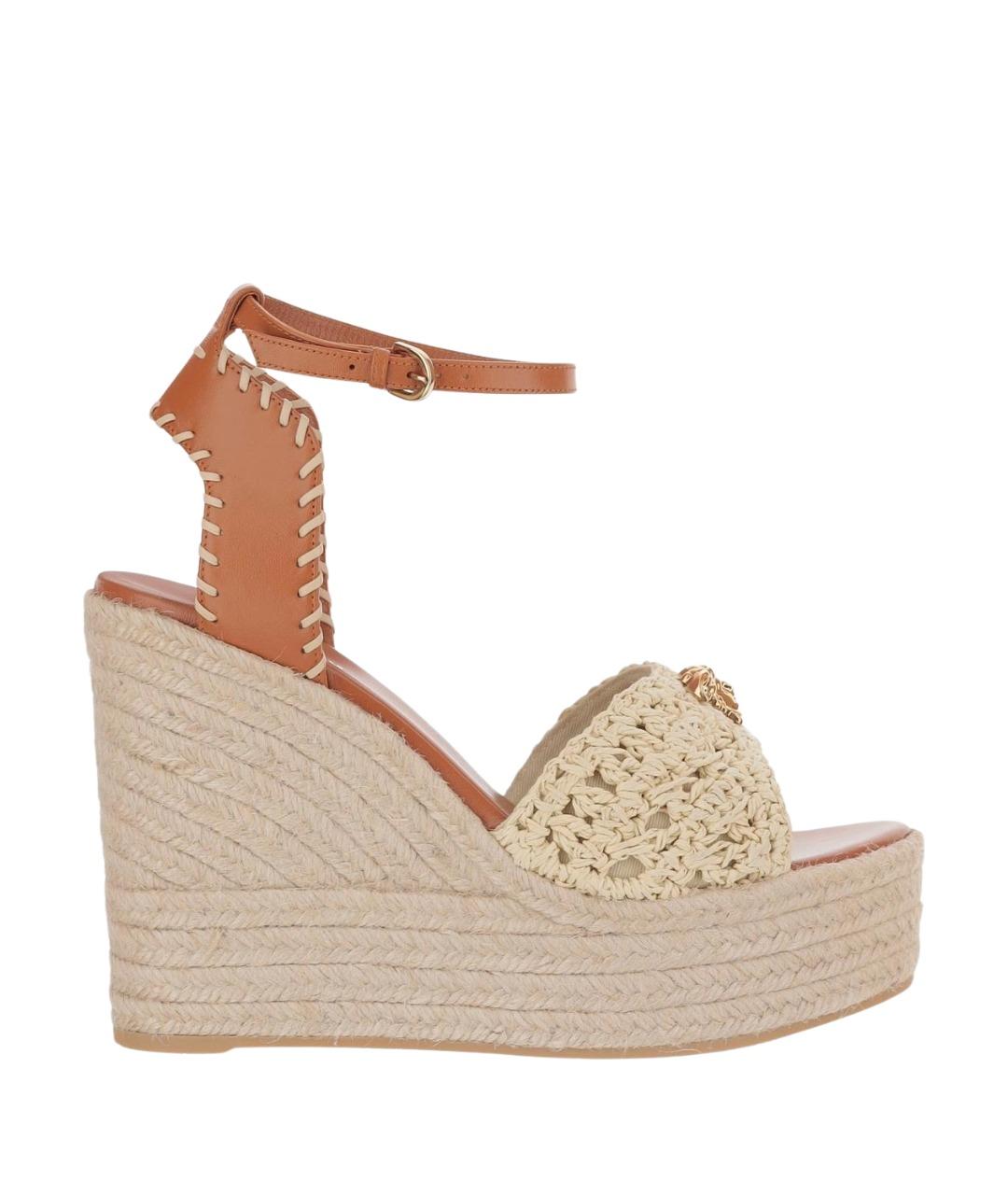 VERSACE Бежевые кожаные босоножки, фото 1