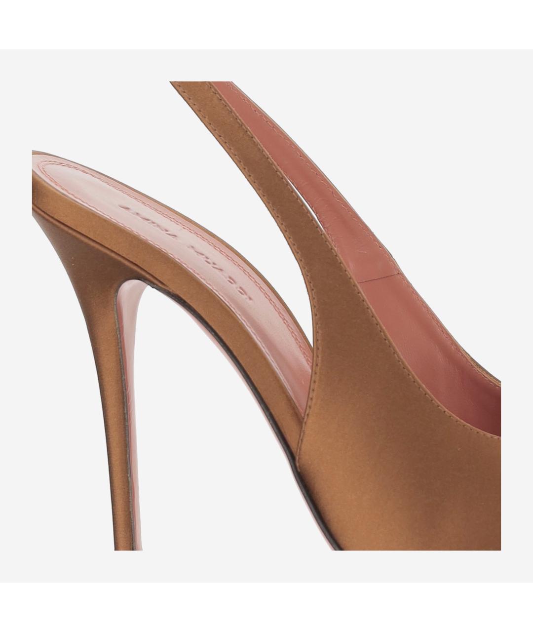 Amina Muaddi Коричневые текстильные туфли, фото 4