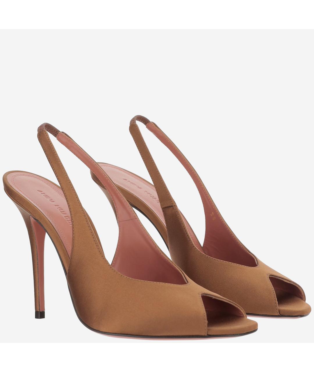 Amina Muaddi Коричневые текстильные туфли, фото 2