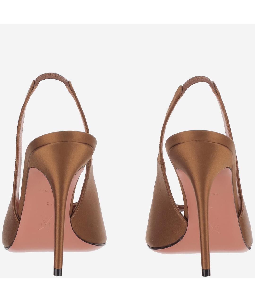 Amina Muaddi Коричневые текстильные туфли, фото 3