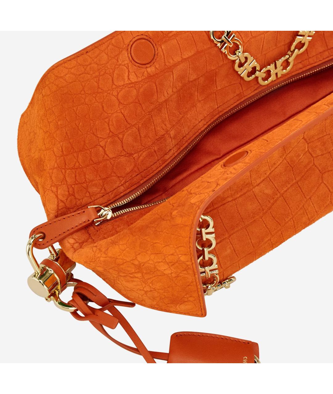 FERRAGAMO Оранжевая замшевая сумка через плечо, фото 3