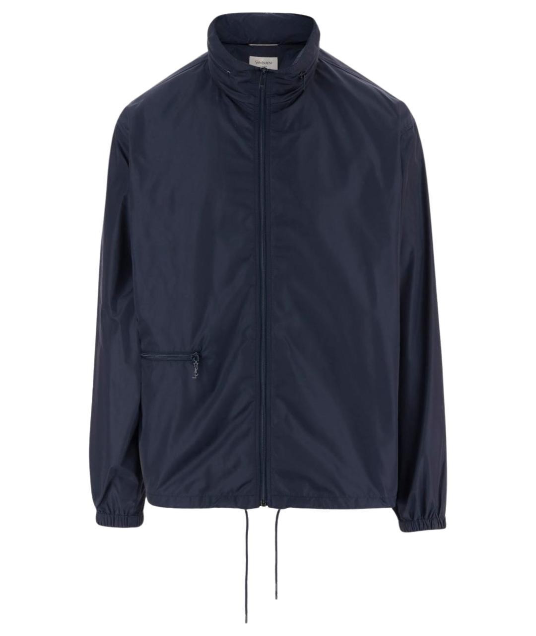 SAINT LAURENT Темно-синяя полиамидовая куртка, фото 1
