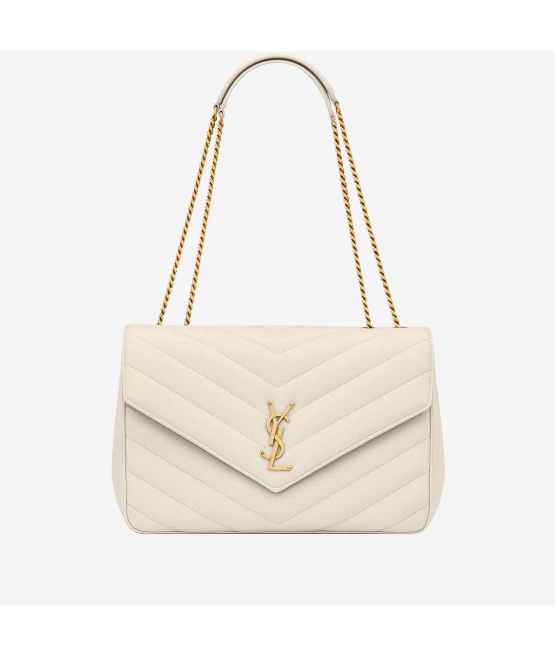 SAINT LAURENT Белая кожаная сумка через плечо, фото 6