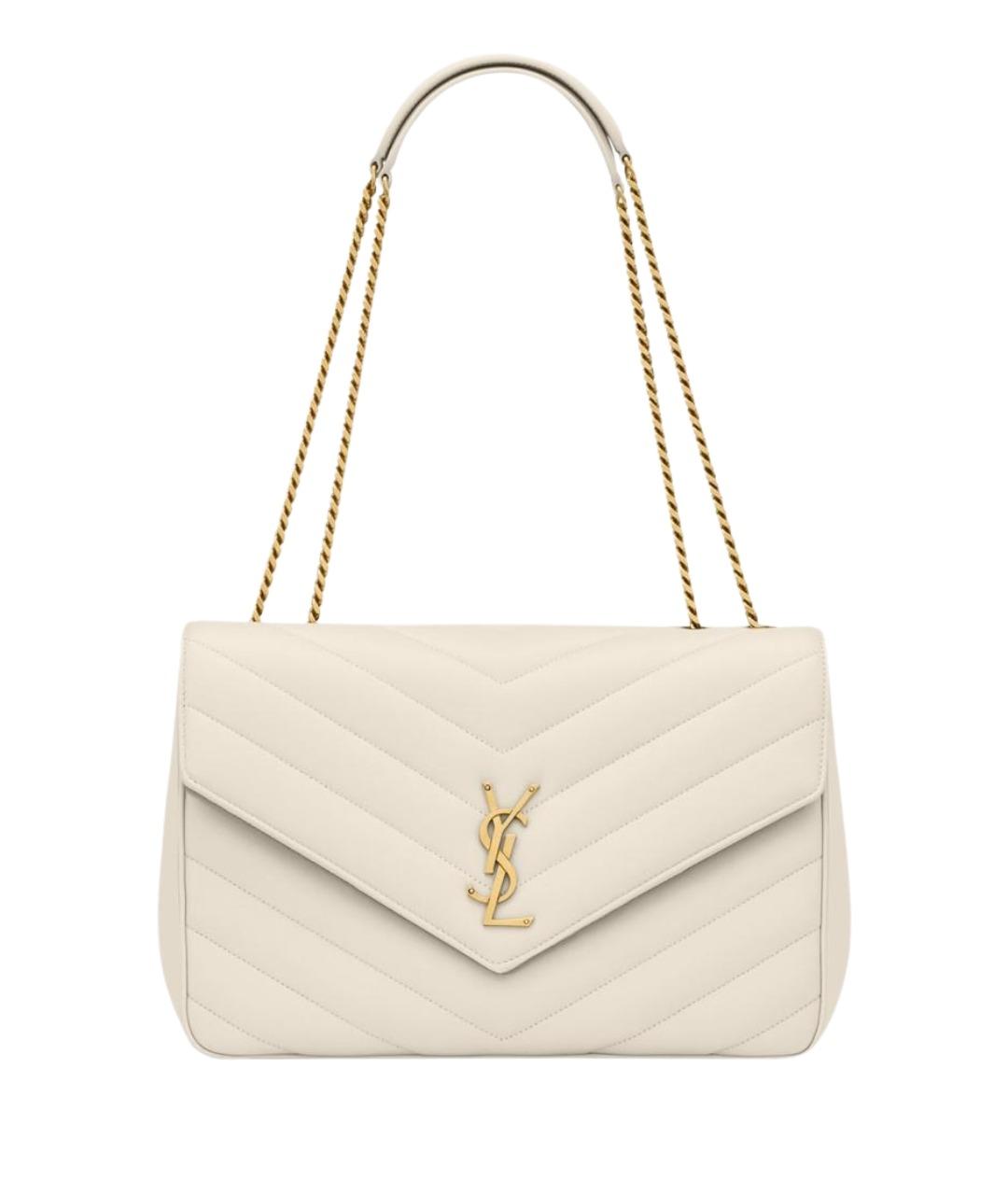 SAINT LAURENT Белая кожаная сумка через плечо, фото 1