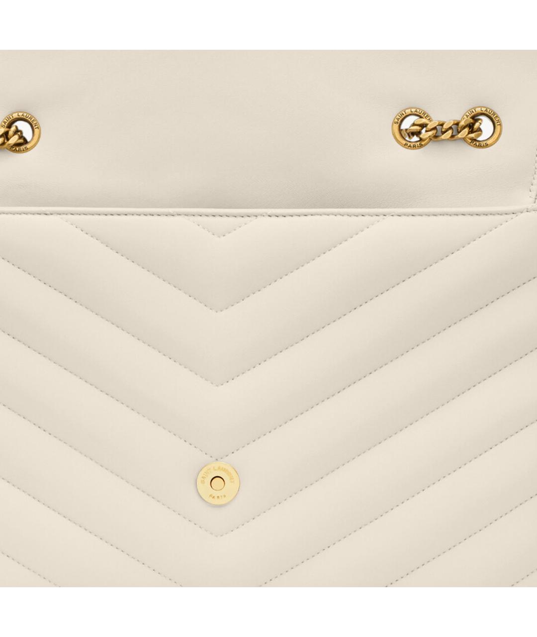 SAINT LAURENT Белая кожаная сумка через плечо, фото 5