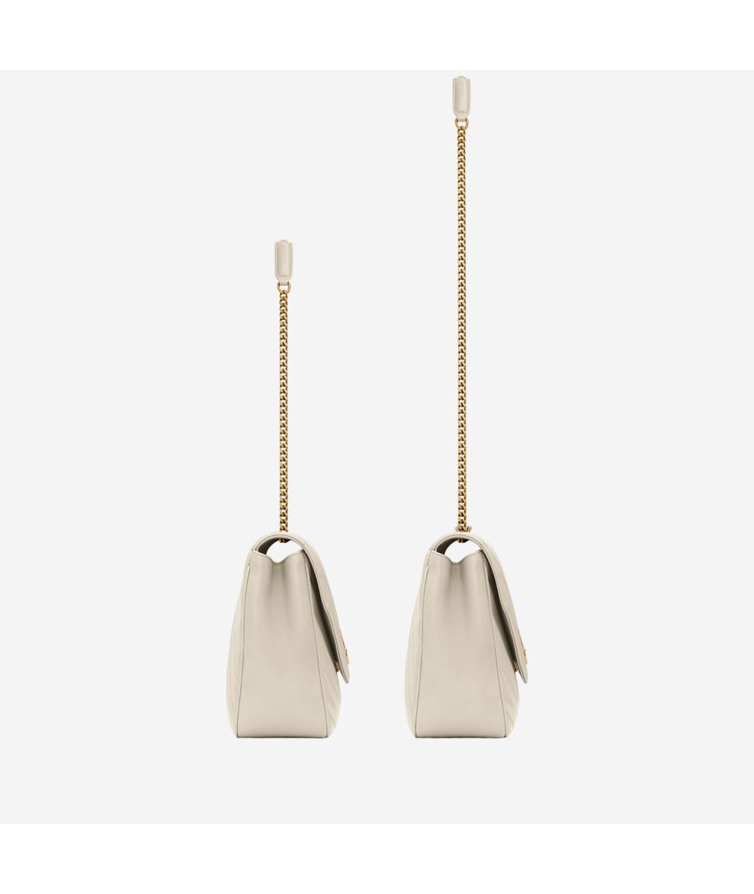 SAINT LAURENT Белая кожаная сумка через плечо, фото 3