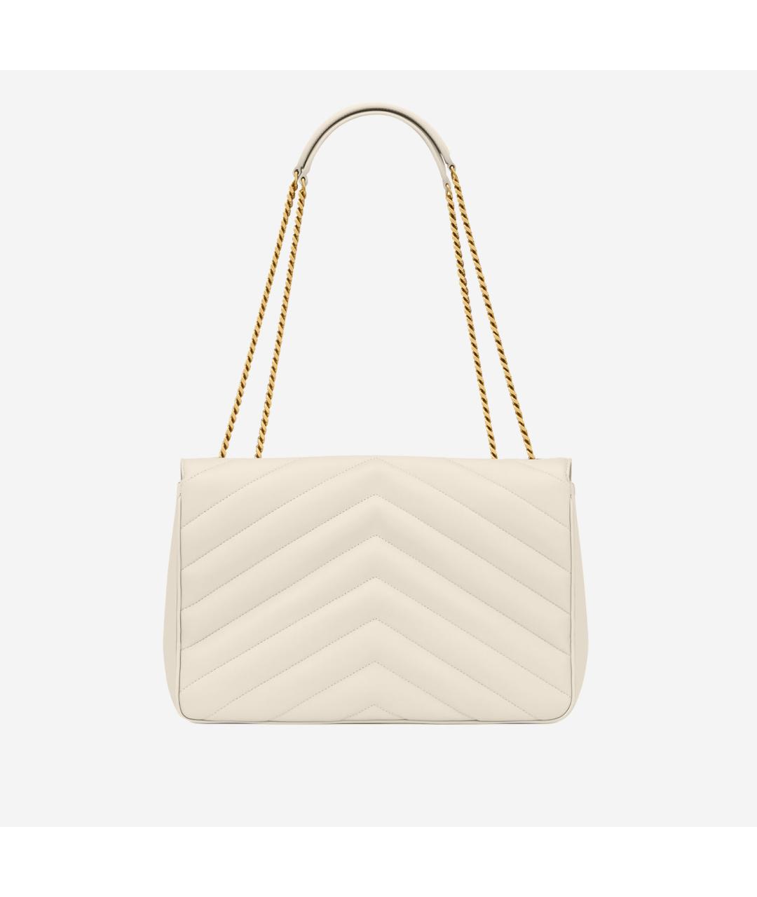 SAINT LAURENT Белая кожаная сумка через плечо, фото 4