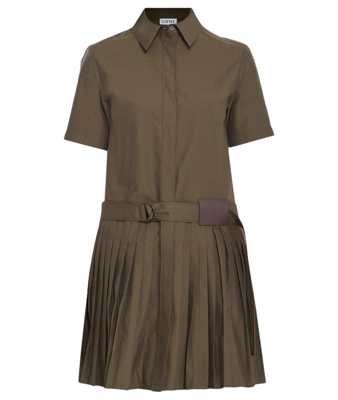 LOEWE Хаки хлопковое повседневное платье, фото 1