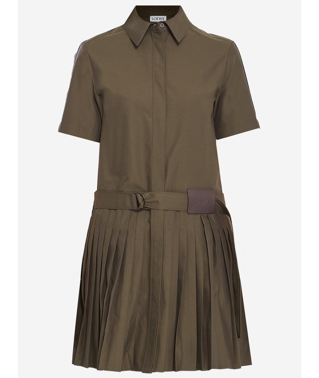 LOEWE Хаки хлопковое повседневное платье, фото 4