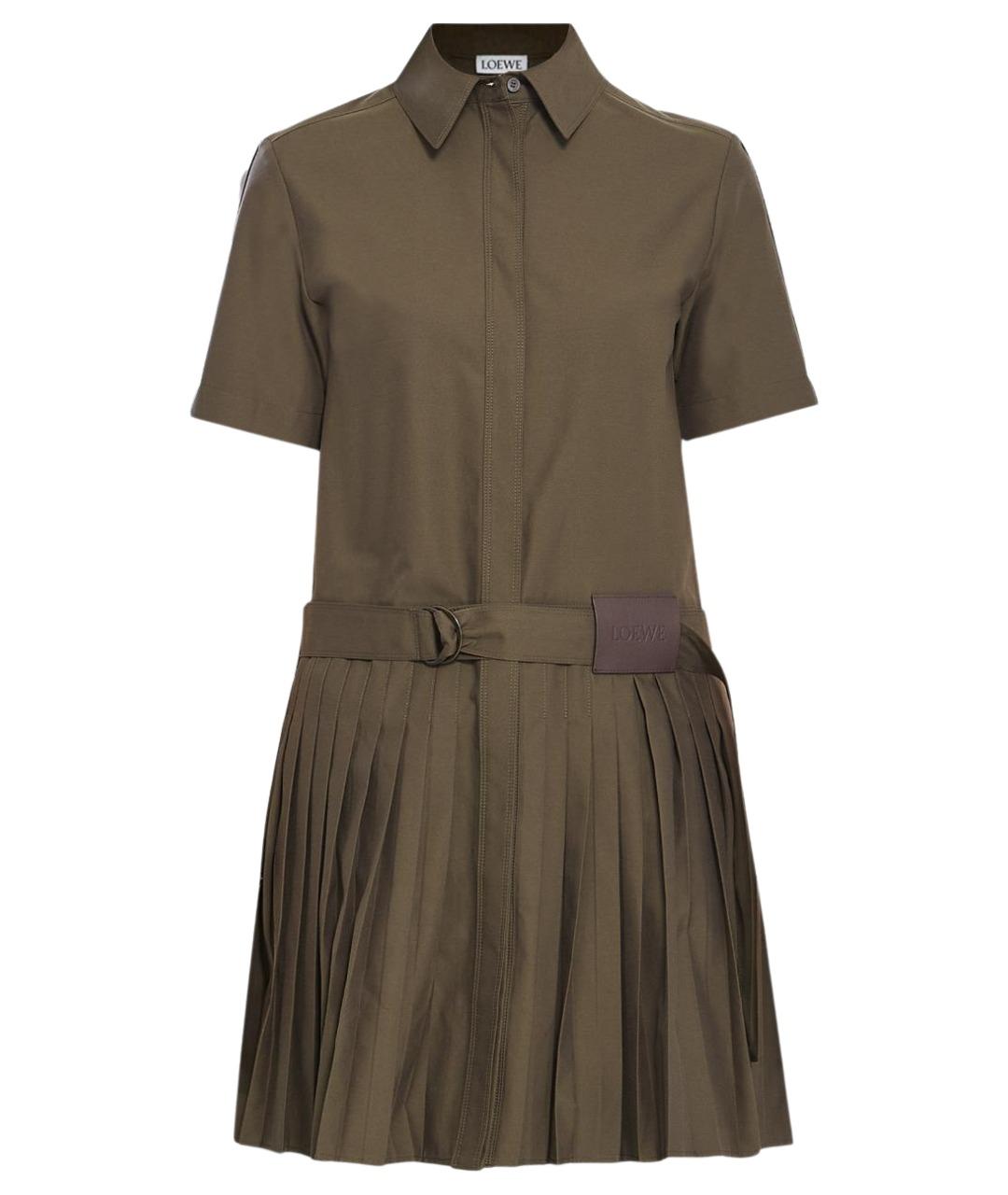 LOEWE Хаки хлопковое повседневное платье, фото 4