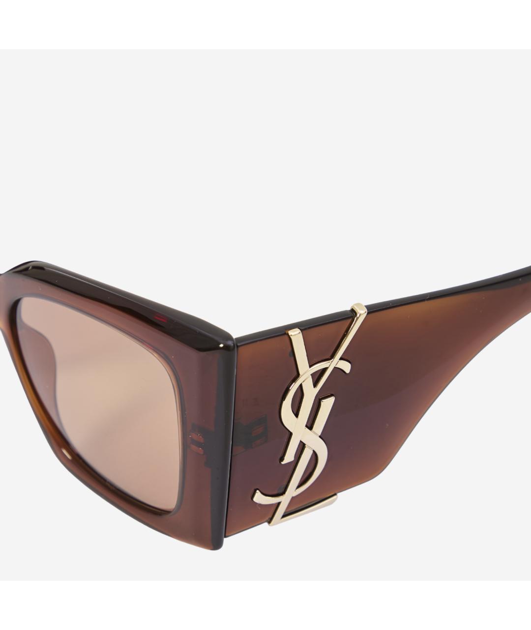 SAINT LAURENT Коричневые пластиковые солнцезащитные очки, фото 3